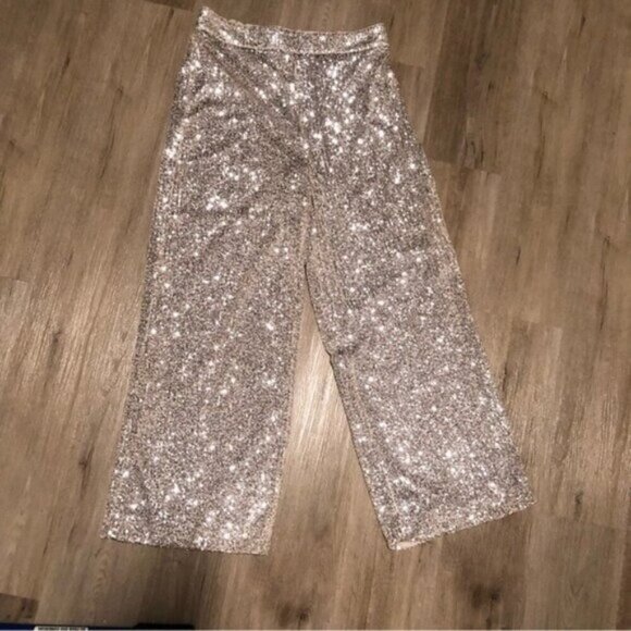 Banana Republic Women’s High Rise Wide Leg Sequin Pants - Size Large - Picture 8 of 11